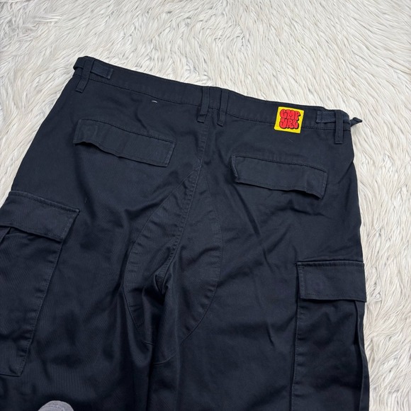 Empyre Men's 32 Black Twill Utility Cargo Pants Adjustable Waist Baggy Street - Picture 7 of 7